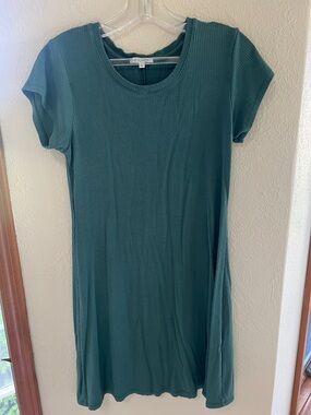 Z Supply Ribbed Short Sleeve Tee Dress - Teal Green size Small